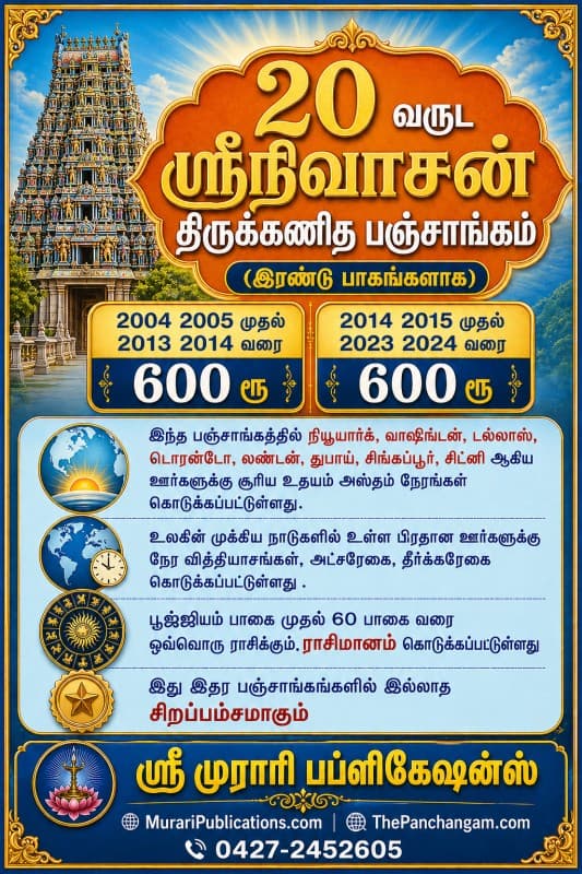 20 வருட ஸ்ரீநிவாசன் திருக்கணித பஞ்சாங்கம்